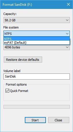 seleccione NTFS