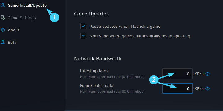 La instalación/actualización del juego se atascó en la aplicación Blizzard