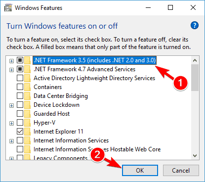 NET Framework 3.5 No se pudo instalar la siguiente función, no se pudieron encontrar los archivos de origen