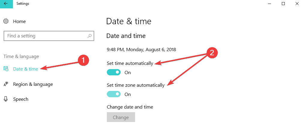 comprobar la configuración de fecha y hora