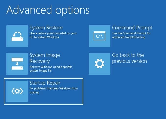 Arranque de reparación de Windows 10