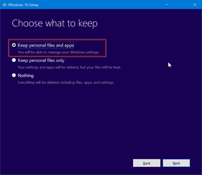 Restablecer Windows 10: mantener archivos y aplicaciones personales