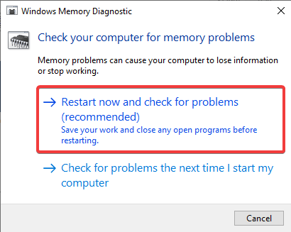 Herramienta de diagnóstico de memoria de Windows - WerFault.exe windows 10