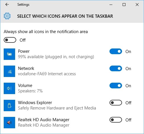 Corrija el icono de batería faltante en Windows 10