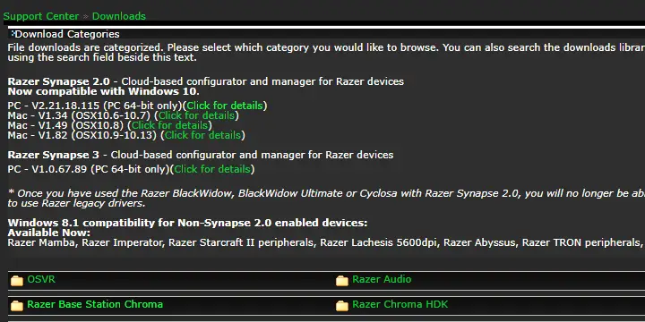 controlador de ratón razer windows 10
