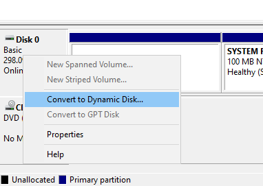 La opción Convertir a disco dinámico no pudo formatear la partición seleccionada (Error 0x8004242d)