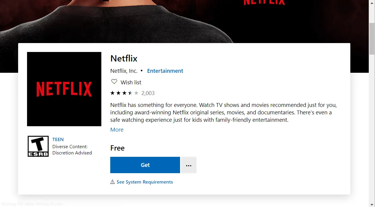 La página de la aplicación de Netflix Código de error de Netflix u7361-1253-c00d6d79