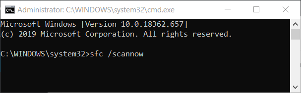 Comando sfc /scannow Error de aplicación de Windows 0xc0000906