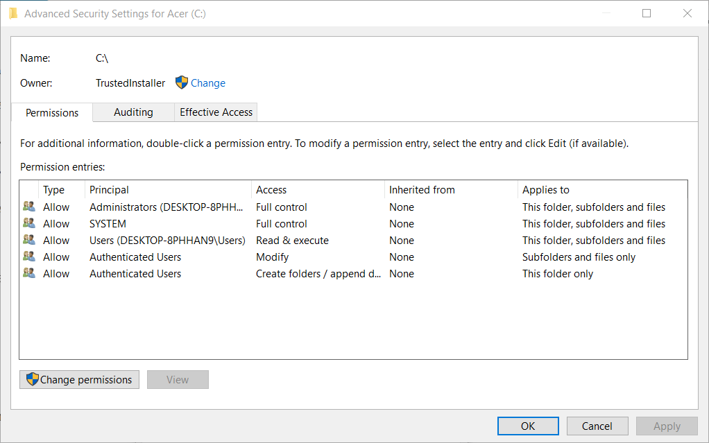 Ventana de seguridad avanzada Error 0x80071771 en Windows 10