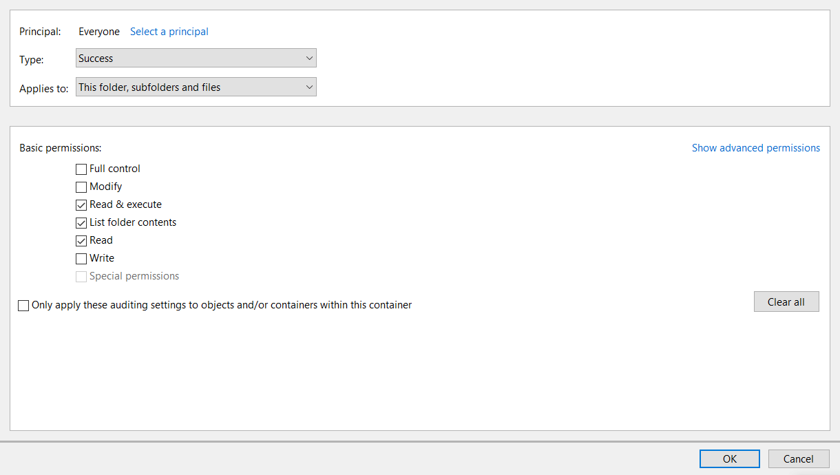 Casillas de verificación de permisos básicos Error 0x80071771 en Windows 10