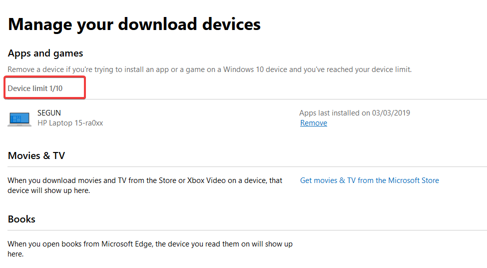verifique el límite de dispositivos de descarga, no tiene ningún dispositivo aplicable vinculado a su cuenta de Microsoft