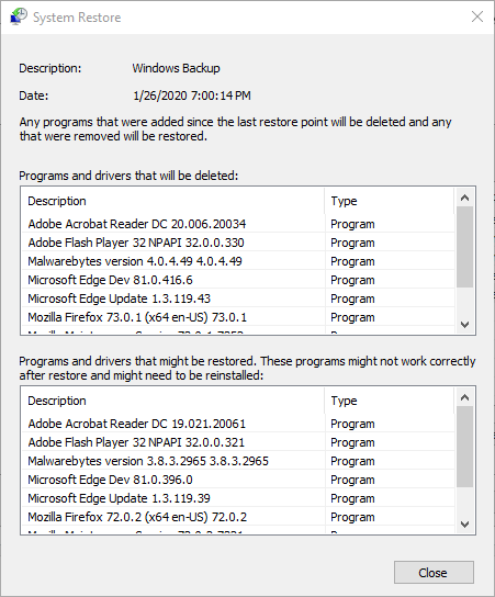 La búsqueda de la ventana del programa afectado Error de actualización de Windows 0x8024000b en Windows 10