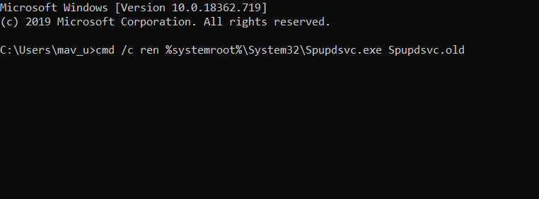 cambiar el nombre del comando Spupdsvc Error de actualización de Windows 0x8024000b en Windows 10