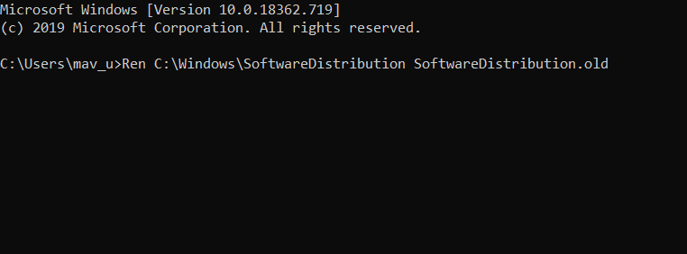 Cambiar el nombre del comando SoftwareDistribution Error de actualización de Windows 0x8024000b en Windows 10