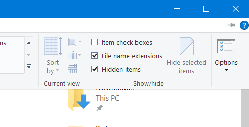 Error de opción de elementos ocultos 0x80090016 en Windows 10
