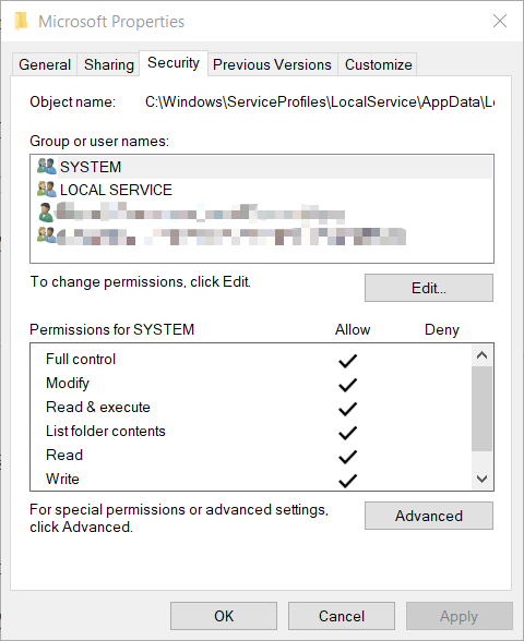 Pestaña de seguridad Error 0x80090016 en Windows 10