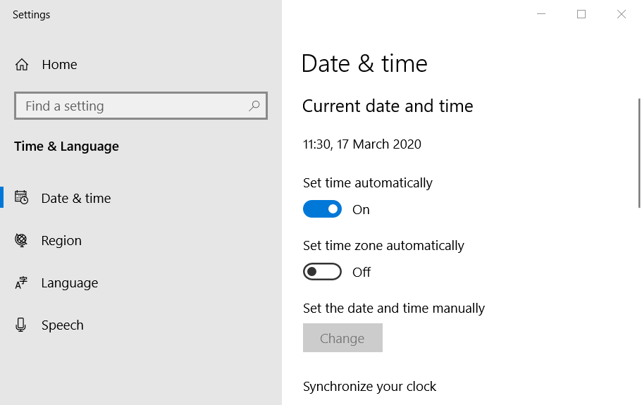 Opciones de fecha y hora la base de datos de seguridad en el servidor no tiene una cuenta de computadora para esta estación de trabajo de confianza