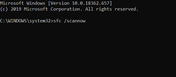 Comando sfc /scannow Error de actualización de Windows 0xc190011f