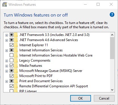 habilite las funciones multimedia en las funciones de Windows