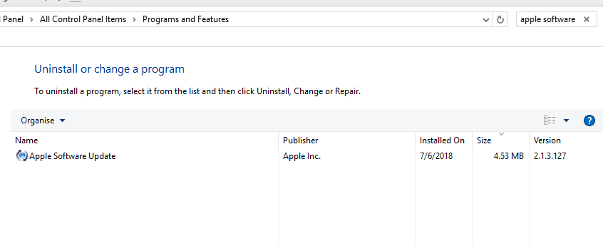 REVISIÓN: No se puede desinstalar la actualización de software de Apple en Windows 10/11