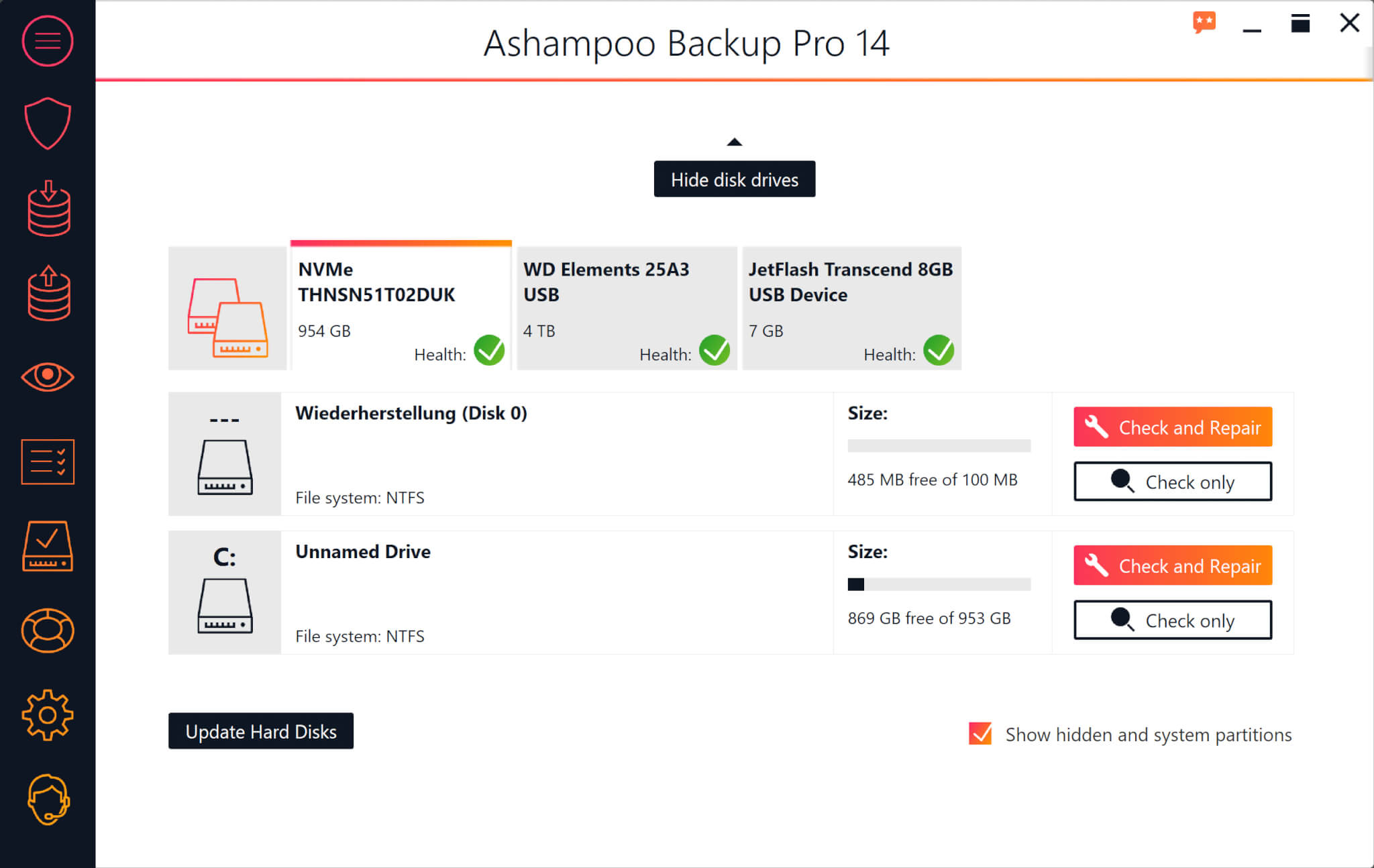 La clonación de migración de datos de Samsung de Ashampoo Backup Pro 14 falló 00001
