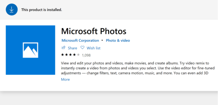 Actualización de la aplicación de fotos de Microsoft desde la Tienda