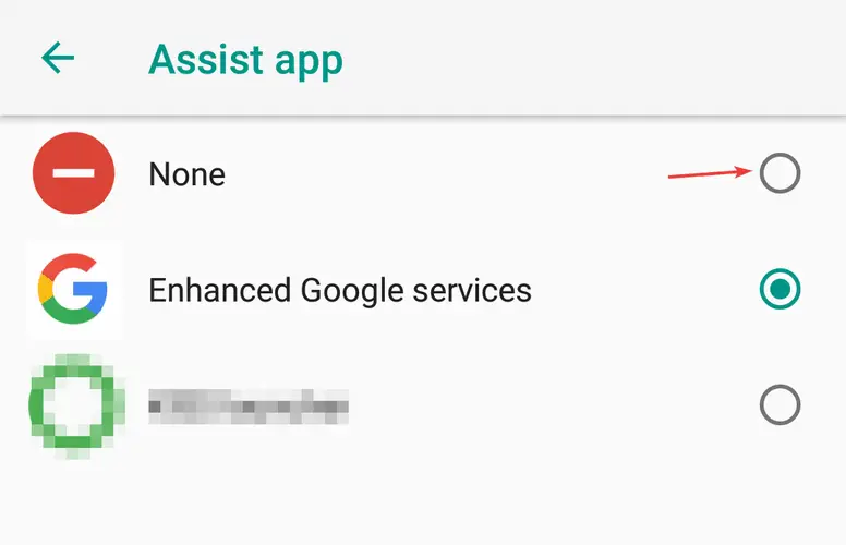 aplicación de asistencia ninguna asistente de google apareciendo