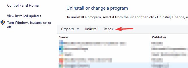 El enlace del navegador Visual Studio del programa de reparación no funciona