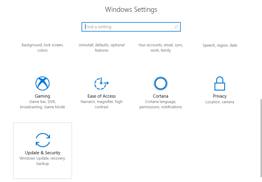 acceder a las opciones de actualización de Windows