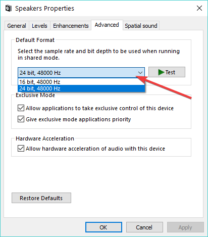 cambiar las propiedades del altavoz Windows 10