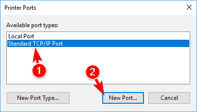 añadir puerto tcp/ip estándar