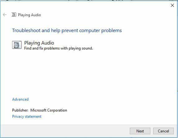 reproducción de audio Los altavoces no funcionan Windows 10