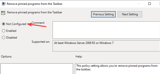los elementos no configurados anclados a la barra de tareas desaparecen en Windows 10