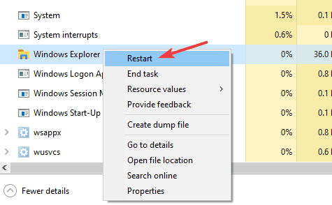 reiniciar los elementos del explorador de Windows anclados a la barra de tareas desaparecer Windows 10