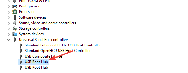 El almacenamiento masivo USB del concentrador raíz USB tiene un problema con el controlador