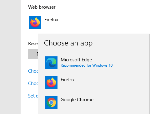 el navegador web Windows 10 sigue restableciendo el navegador predeterminado