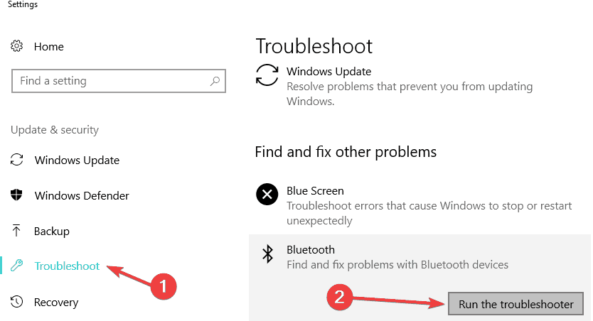 solucionador de problemas bluetooth windows 10