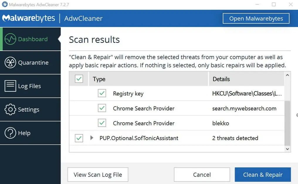 escanear en busca de cachorros con malwarebytes la instrucción en la memoria referenciada Windows 10