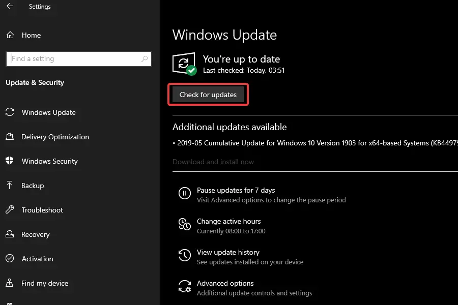 verificar si Windows actualiza la instrucción en la memoria referenciada Windows 10