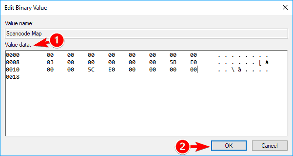 editar valor binario deshabilitar la clave de Windows