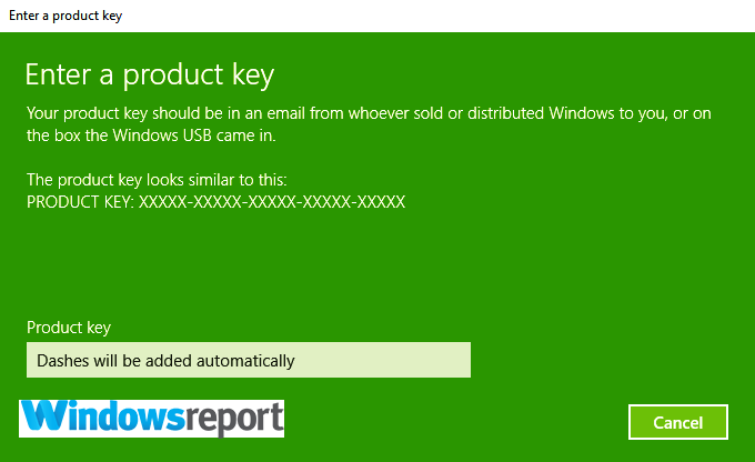 ingrese una clave de producto Windows necesita activación nuevamente