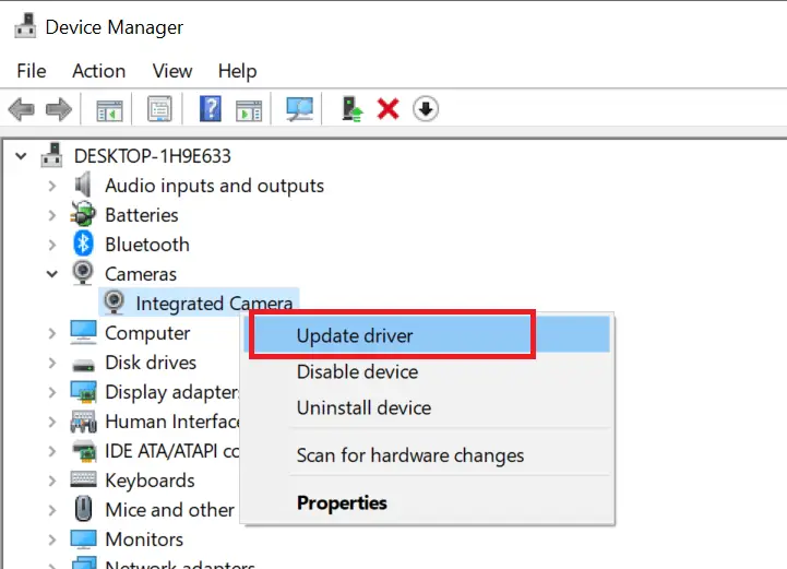 Actualizar el controlador de la cámara Windows 10 bioenrollmenthost.exe error msvcrt.dll