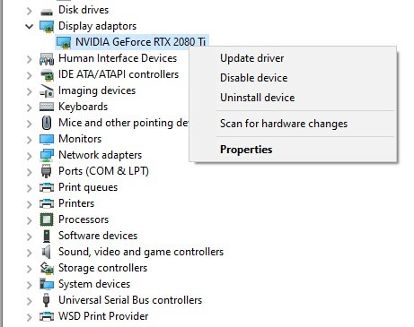 actualización manual del controlador de windows 10