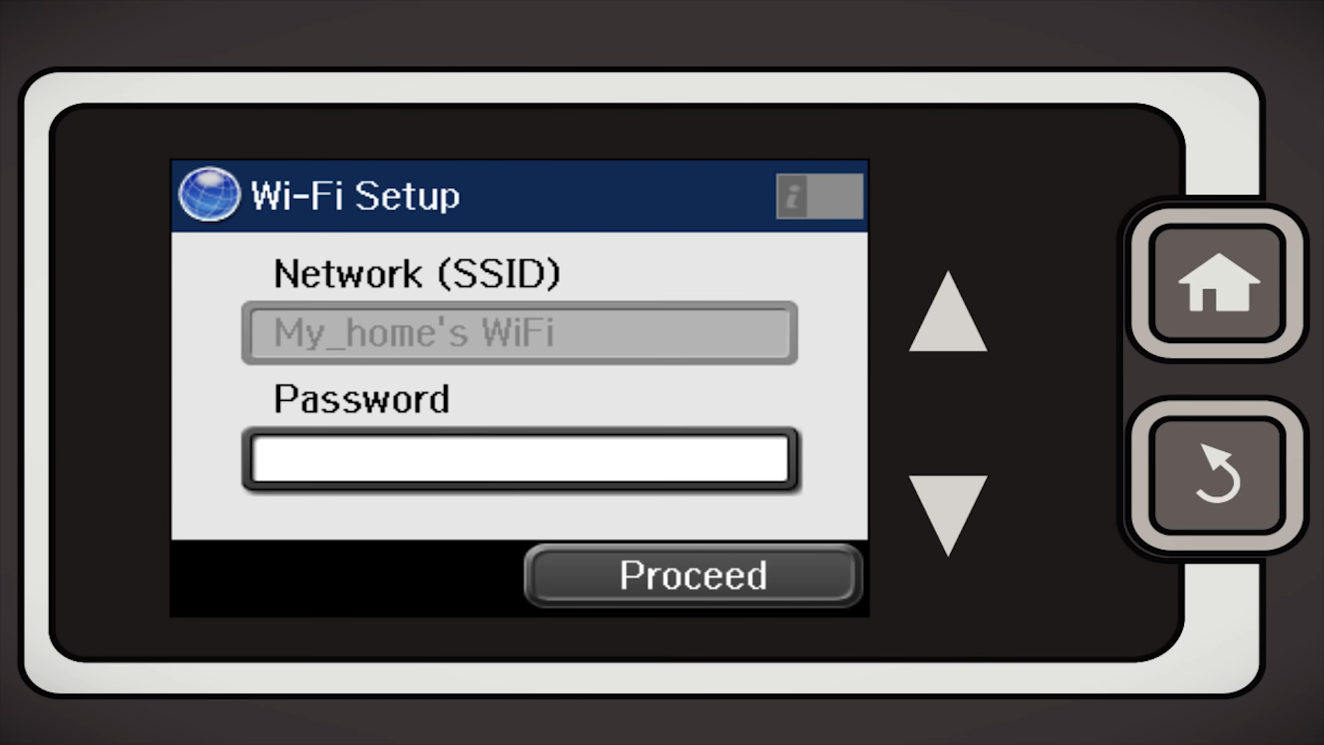 Los cuadros de texto SSID y Contraseña epson wf-3640 no imprimen de forma inalámbrica