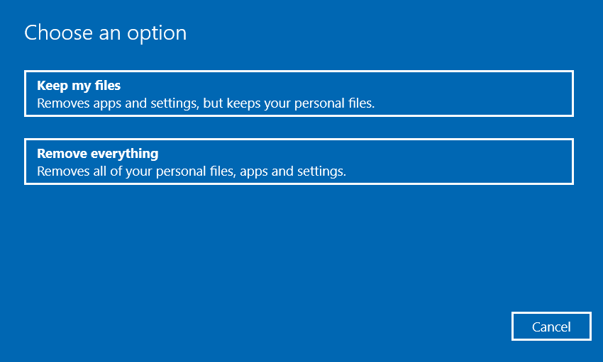 Mantener mis archivos opción windows 10 iconos en blanco