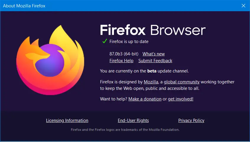 Los videos de Facebook de la ventana Acerca de Mozilla Firefox no se reproducen en Chrome