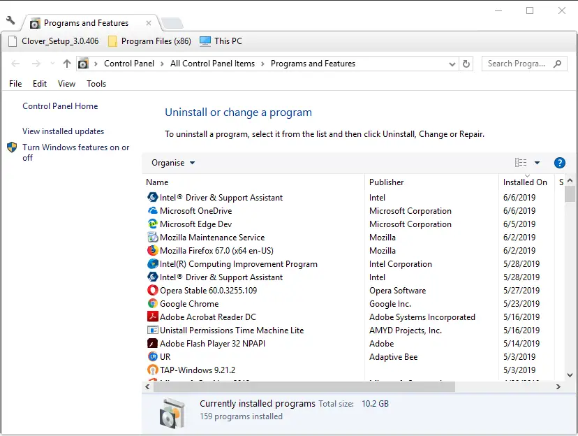 Los archivos eliminados de Windows 10 del desinstalador de programas y características vuelven