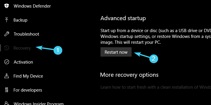 Windows 10 no puede encontrar el punto de restauración