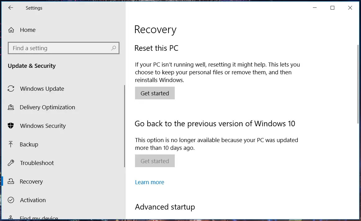 Falta el botón Comenzar administración de impresión de Windows 10