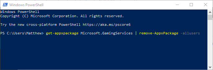 Quitar el comando de la aplicación Microsoft Store error 0x80073d12